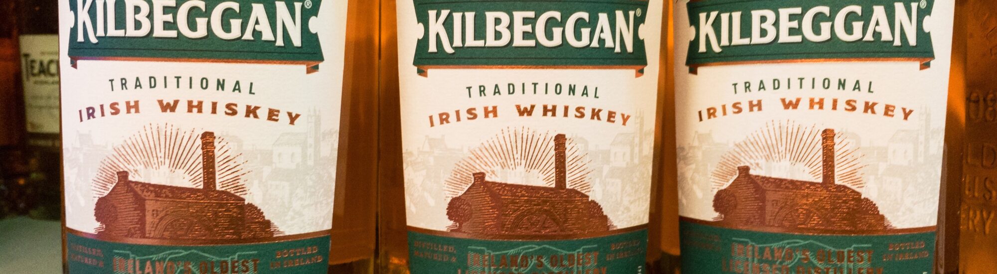 Du whiskey Kilbeggan - © Jerome

Picture of the logo of Kilbeggan logo on some whiskey bottles for sale in Belgrade. Kilbeggan Distillery is an Irish whiskey distillery situated on the River Brosna in Kilbeggan, County Westmeath, Ireland. It is owned by Beam Suntory. A small pot still distillery, the licence to distil dates to 1757, a copy of which can be seen in the distillery.