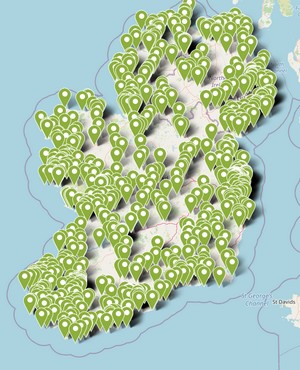 Carte interactive des sites touristiques en Irlande