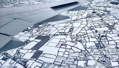 L'Irlande sous la neige vue du ciel