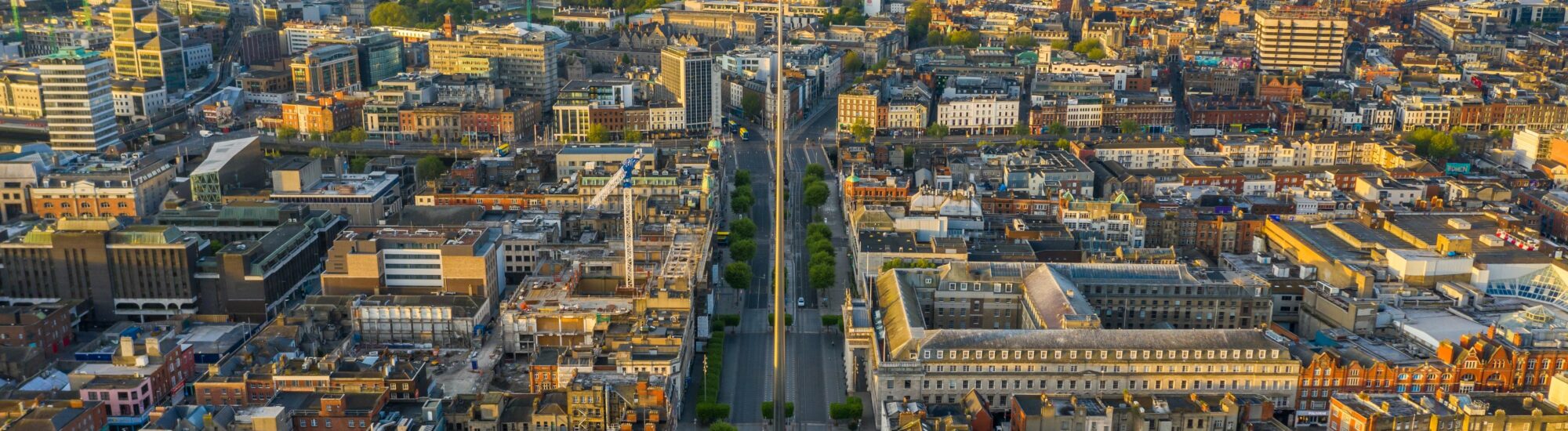 Vue aérienne sur O'Connell Street à Dublin - © Irish Drone Photography