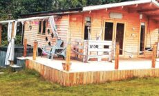 Luxury log cabin with wood fired hot tub